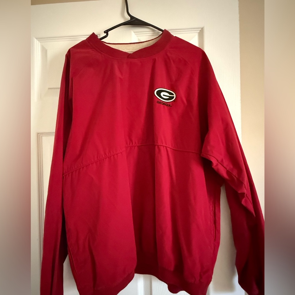 Mens Georgia Bulldogs PulloverJacket Red Windbreaker Size L